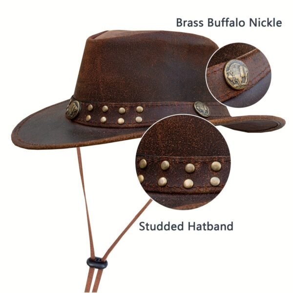 Vintage Leather Cowboy Hat - Brown - Image 2