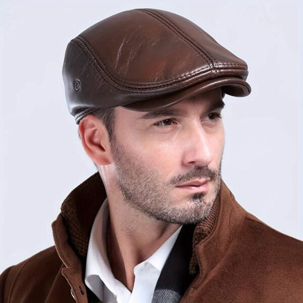 Leather Newsboy Cap