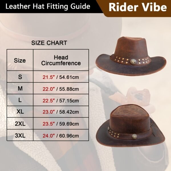 Vintage Leather Cowboy Hat - Brown - Image 3