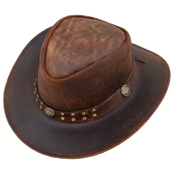 Vintage Leather Cowboy Hat - Brown
