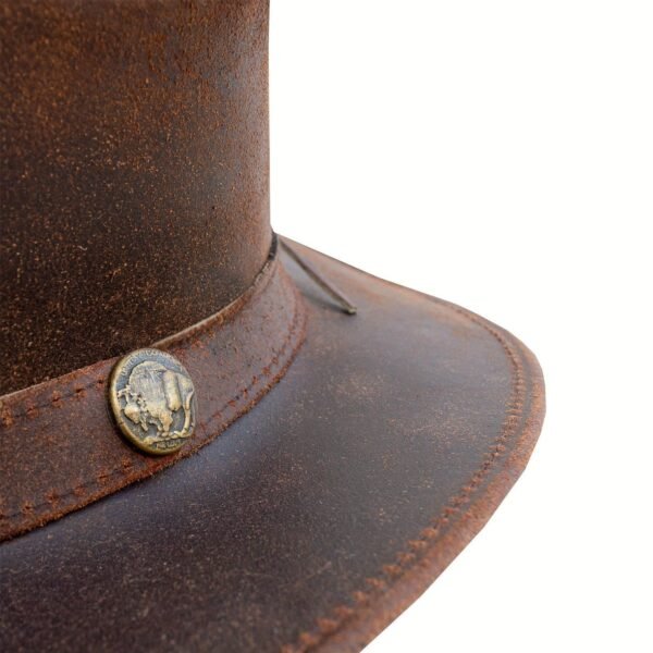 Vintage Leather Cowboy Hat - Brown - Image 6