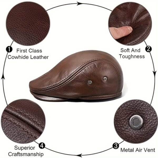 Leather Newsboy Cap - Image 8