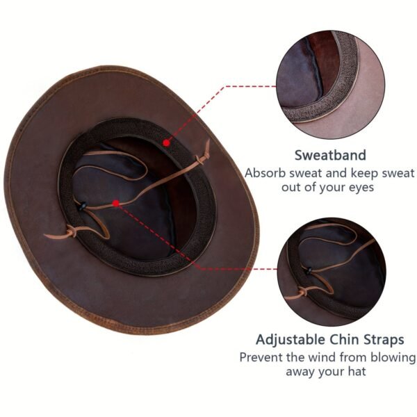 Vintage Leather Cowboy Hat - Brown - Image 5